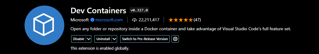 dev container installation